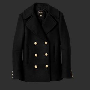 Balmain for H&M Black Double-breasted Wool Peacoat